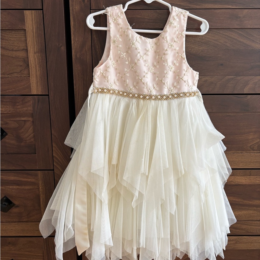 Charming Pink and Cream Kids Formal Dress